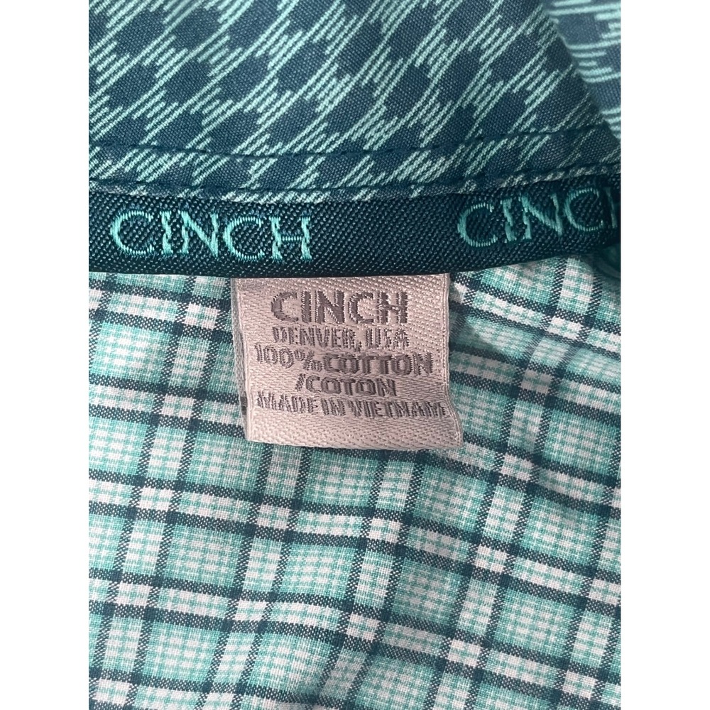 Cinch Mens Long Sleeve Green Plaid Button Down Shirt Western Style Size Medium - Picture 4 of 6